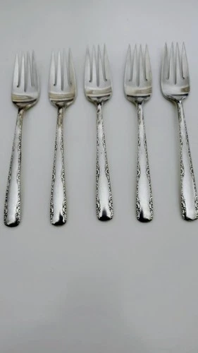 5pcs. Gorham Sterling Silver Camellia Salad Forks Very Good Condition 6-1/2"