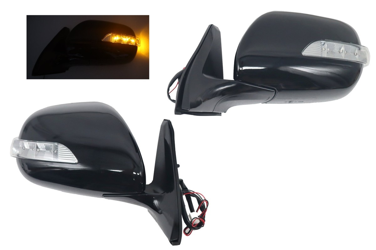 NEW Manual Fold LED Signal Side Mirror Black For 2003 04 05-2009