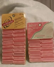 Vintage 42 WILHOLD Small Tiny 9/16" Pink Snap On Hair Rollers Curlers New USA