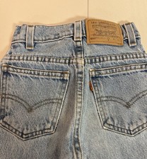 Vintage Levi s 550 Kids Orange Tab Jeans Size 7 Slim Relaxed Fit Made in USA