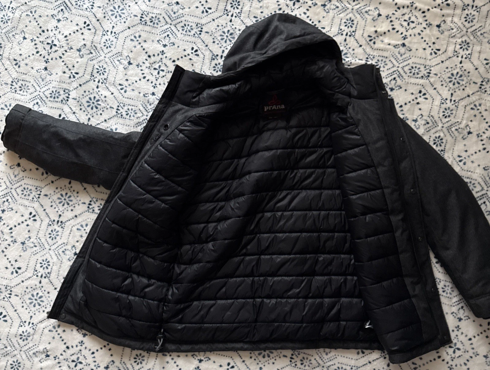 Prana Mens Holmes Puffer Jacket, Hooded Full Zip, XL, Dark Grey (NOT BLACK) - product detail image 3