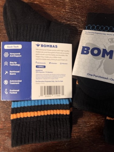 New 5 Pair Black Bombas XS Socks HoneyComb Crew Calf X-SMALL - Picture 2 of 3