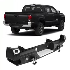 For 2016-2023 Toyota Tacoma Black Steel Rear Bumper W Led Lights D-rings