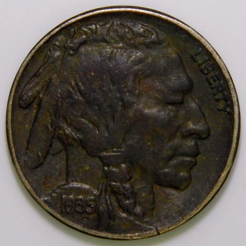 New Listing1935-S Buffalo Nickel 5c UNC details Dark k560