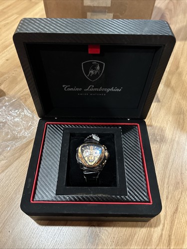Tonino Lamborghini Spyder 1121 Black and Gold Dial Men's Chronograph MSRP $2,293