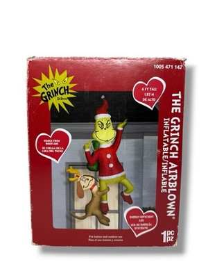 6 ft  Airblown  Grinch with Dog Christmas Inflatable Hanging with Lights