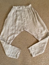 Stylish BUSBY & FOX Natural Oatmeal Linen Harem Trousers / Pants, XS UK 8/10
