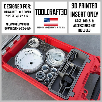 TC3D Insert for Milwaukee HOLE DOZER 21pc Hole Saw Bit Set & Packout Organizer