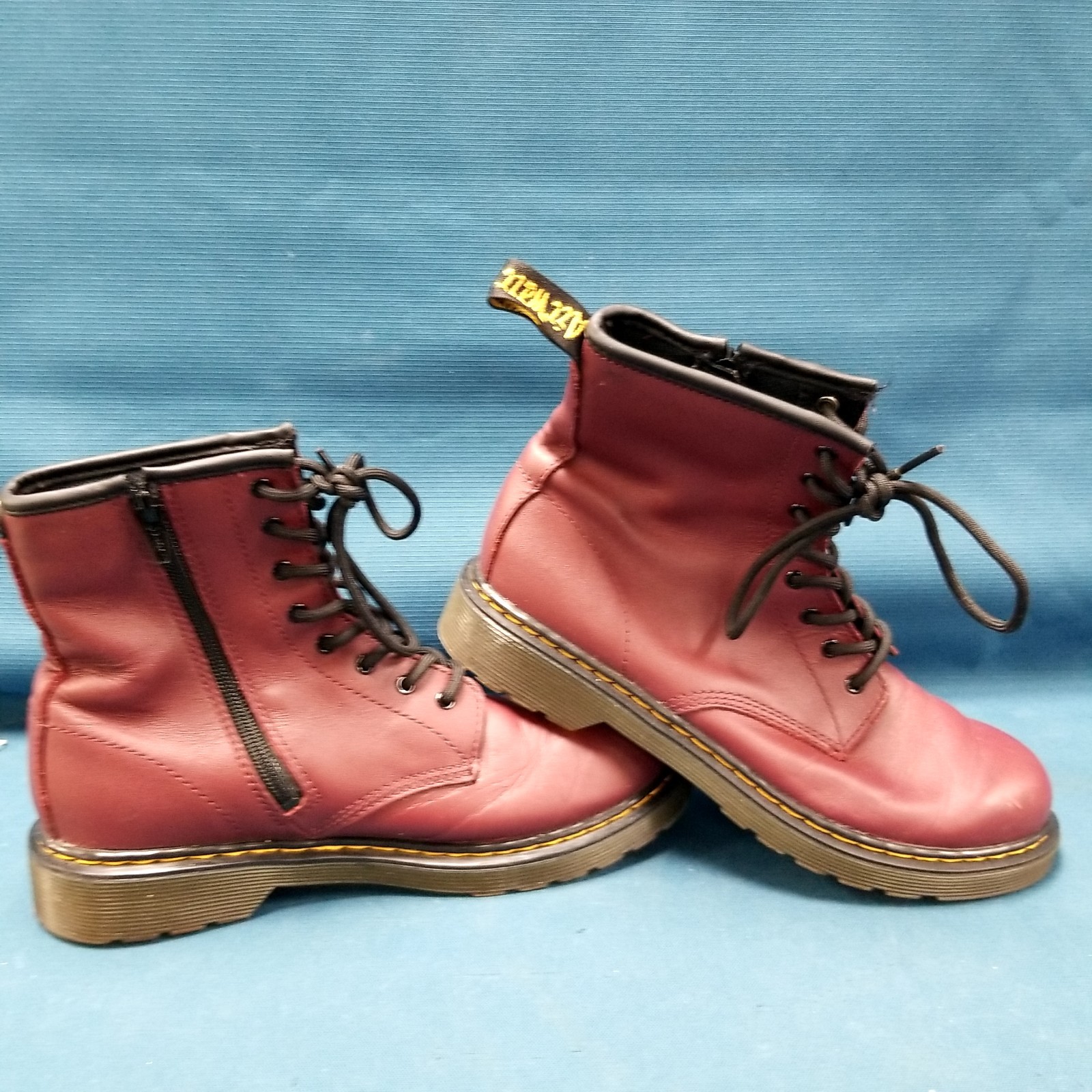 Doc Martens Cherry Red Lace Up & Side Zip Combat Boots Women's 7 Men's 6 thumbnail 2