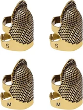 4 Pack Sewing Thimble Finger Protector, Adjustable Metal Shield... 