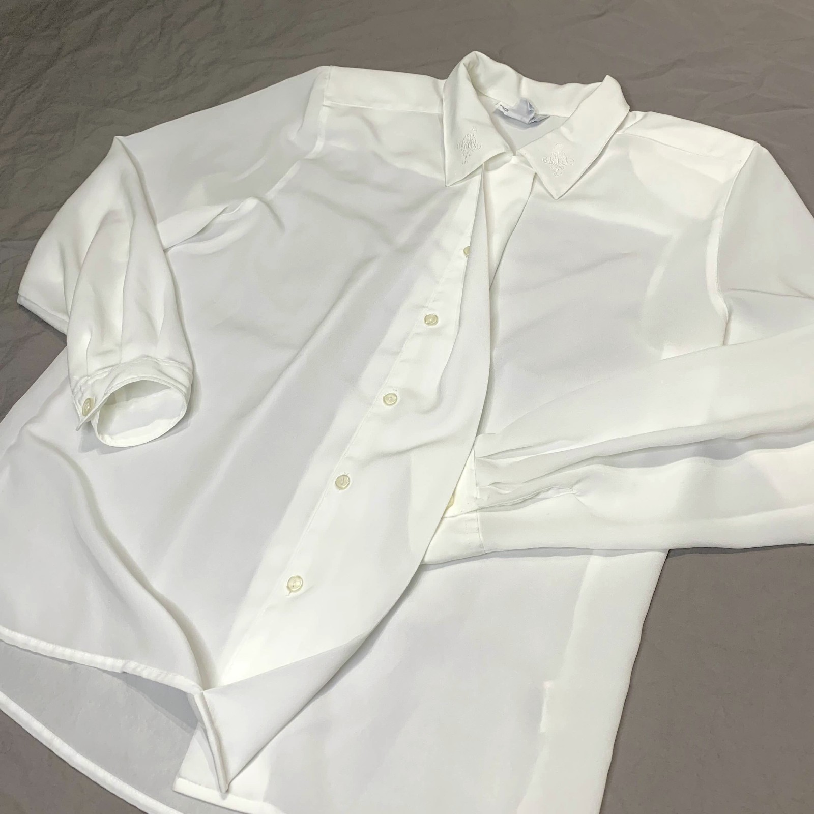 Vtg 80s Principles White Polyester Button Up Shir… - image 7