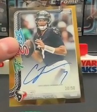 2025 Topps Chrome Future Stars C.J. Stroud Gold On Card Auto /50 Houston Texans 