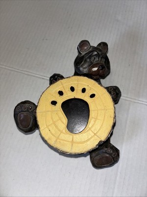 5 Piece Resin Black Bear Paw Drink Coasters Set Rustic Mountain Log Cabin Style 