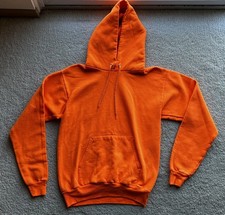 Hanes Men's P170 Blank EcoSmart Hooded Sweatshirt S Orange Hoodie Cotton Blend