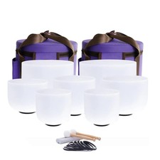 7Pcs 6"-12" 432hz Frosted Quartz Crystal Singing Bowl Set Sound Healing W/Bag