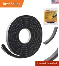 Durable Self-Stick Sponge Rubber Foam Tape 3/4" W x 7/16" H x 10' L - Black