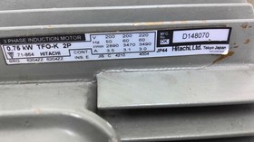 Hitachi 71-864 TFO-K 2P .75 KW AC Motor 220 Volts 3600 RPM 