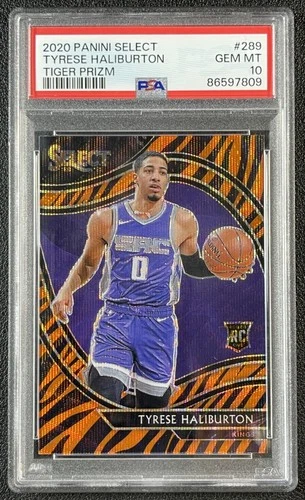 TYRESE HALIBURTON PSA 10 2020 PANINI SELECT #289 TIGER PRIZM ROOKIE COURTSIDE RC