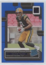 2022 Panini Clearly Donruss Rated Rookie Blue 66/99 Christian Watson #69 v1x