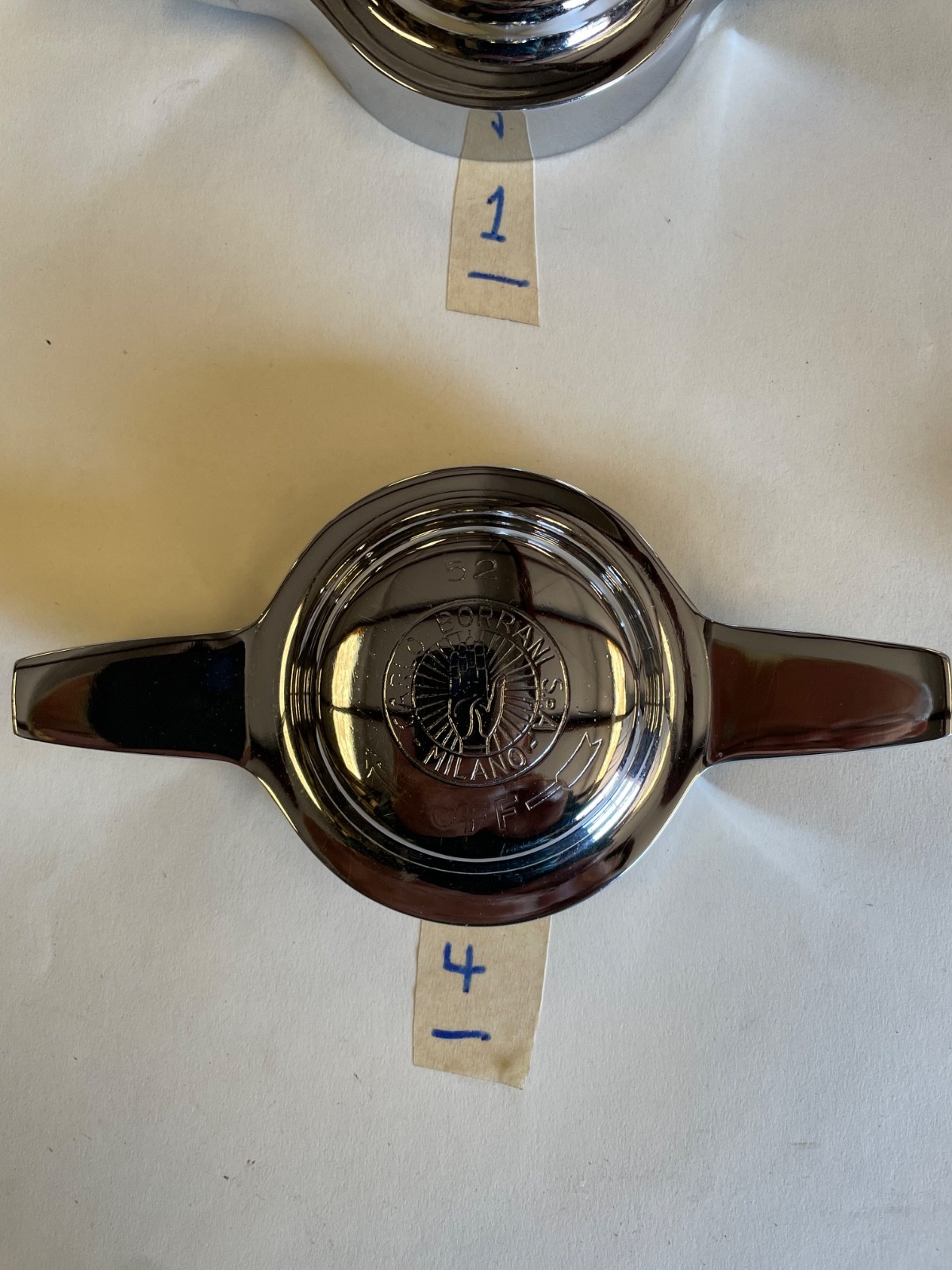 Set of 4 Borrani Vintage Knock-Off Spinner 52mm 2-Ear Maserati Ferrari