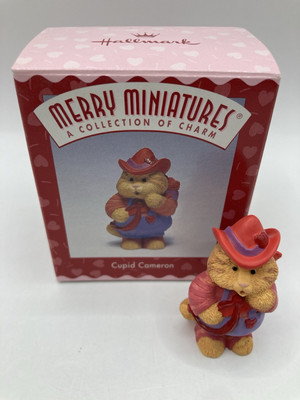 Vintage 1996 Hallmark Merry Miniatures Cupid Cameron Cat Figure Valentines Day