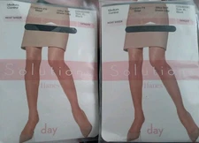 2 Hanes Solutions Silky Sheer Leg Medium Control Top Custom Fit Size XL Black 