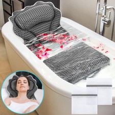 Bath Pillow and Mat Set for Head and Neck Nonslip Bathtub Pillow 4d Thick Tub...