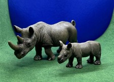 Schleich Wild Life Africa Series African male Black Rhino w/calf 2009 (Retired)