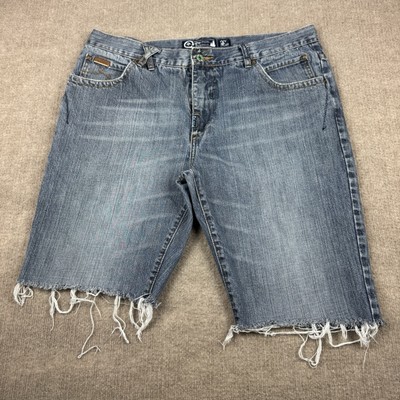 LRG Lifted Research Group Cut Off Jean Shorts GRASS ROOTS Mens 38 Bermuda Grunge
