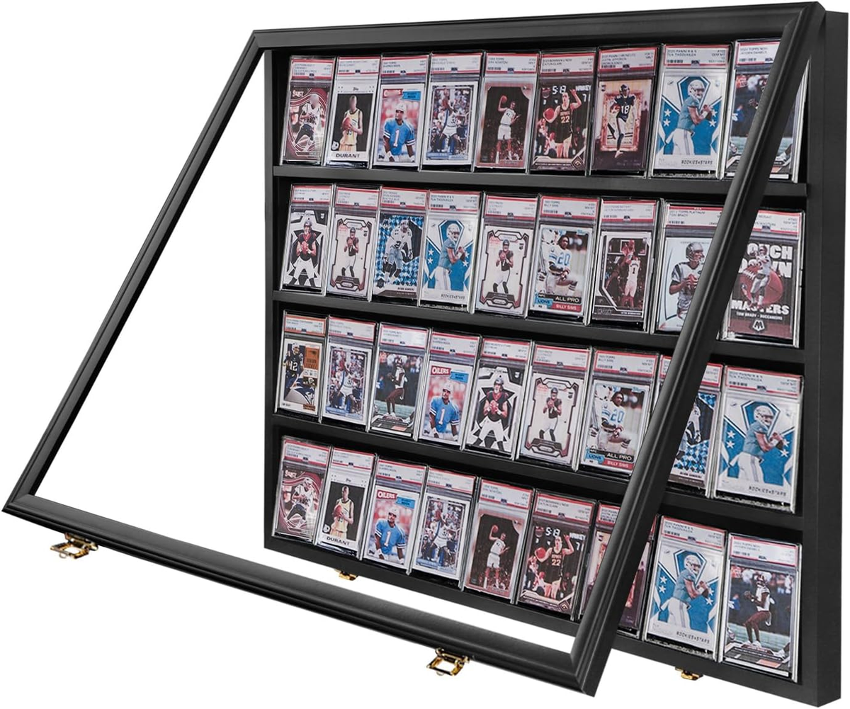 36 Graded Sports Card Display Case, Large Lockable Baseball Card Display  Cabinet | eBay