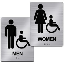 2 Pack ADA Restroom Signs Men Women Braille Bathroom Business 8x6
