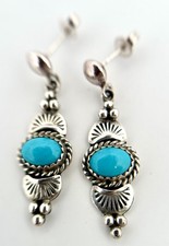 Navajo Michel Calladitto Turquoise Earrings 925 Sterling Silver 