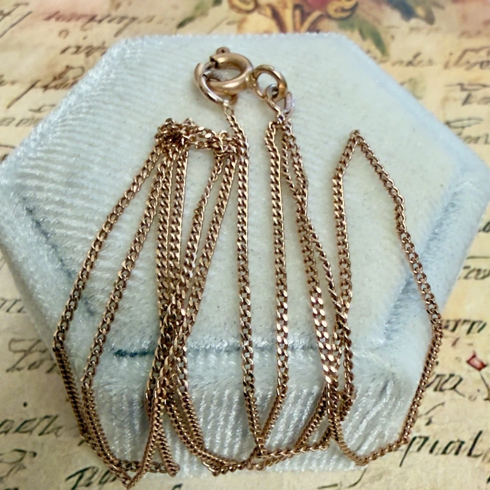 Цепочка из розового золота 14 карат 585 — винтажная восточноевропейская эпоха СССР — 22 дюйма — 55,6 см — No1983 - Изображение 3 из 4