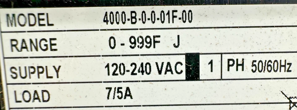 Athena 4000-B-0-0-01F-00 Temp Control 120-240V 7/5A 1PH 50/60HZ - Image 2 of 4