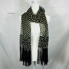 Diane von Furstenberg Women's Silk Scarf with Long Fringe and Reflective Accents