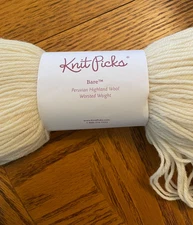 Knit Picks BARE - Worsted wt  Merino Wool Natural Undyed 100gr hank clr White