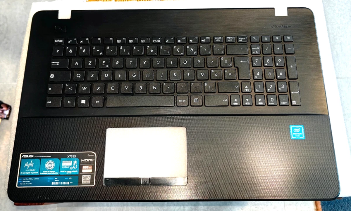 Palmrest + clavier original AZERTY 13N0-R7A0913 pour Asus R556UJ Gris