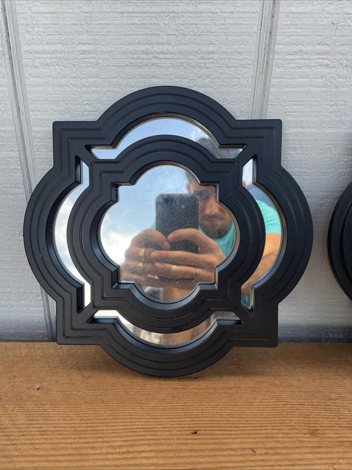 2 Architectural Accent Wall Mirror Black Frame  - Image 2 of 4
