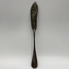 Antique Art Krupp Berndorf Relief Koi Fish Sea Dragon Master Butter Knife