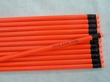 12 Round "NEON ORANGE" Personalized Pencils