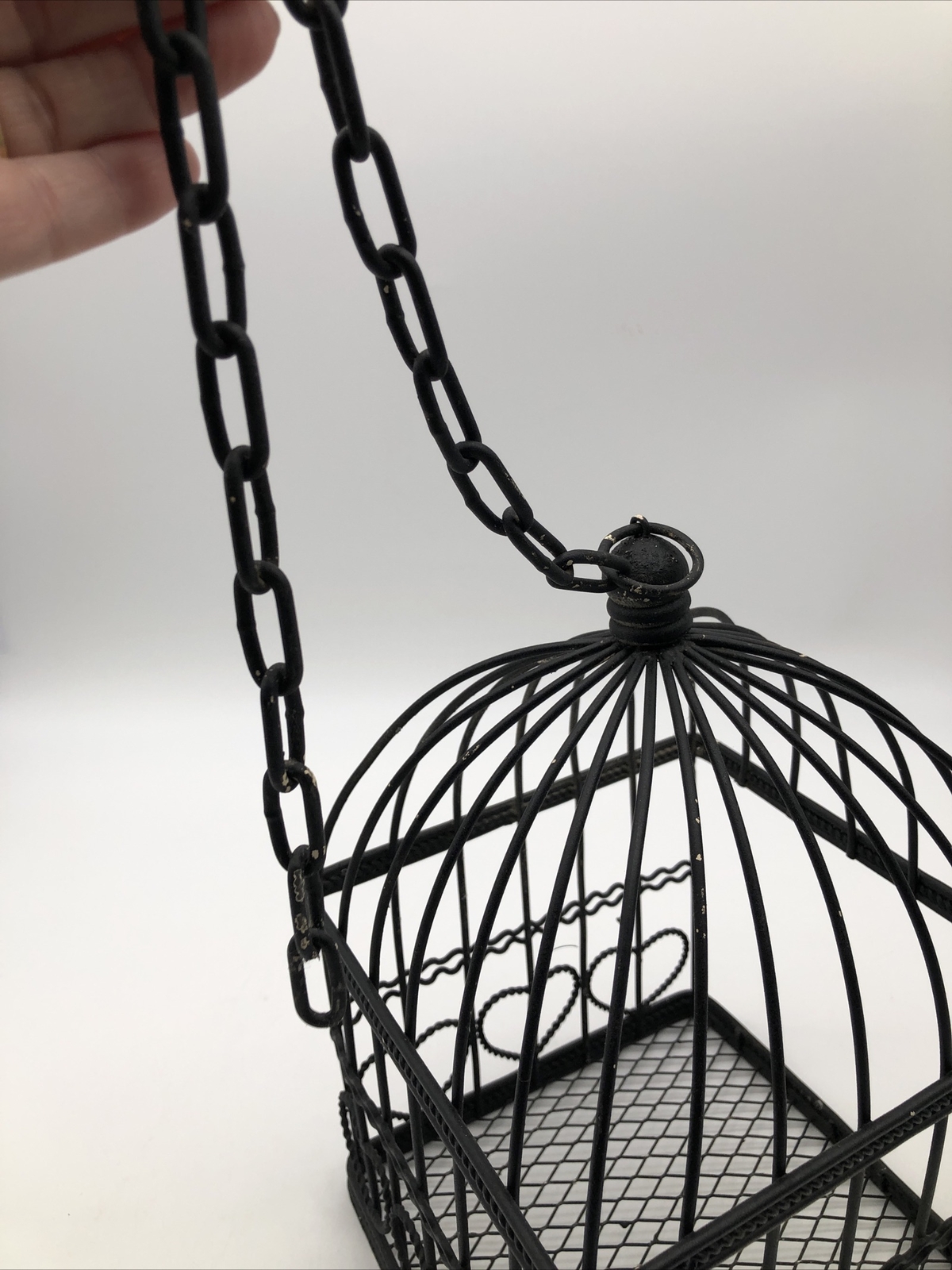 Black Decorative Bird Basket Cage Cottage Core Shabby Chic Rustic 7.5