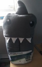 Your Zone Shark Kids Bath Hooded Towel Wrap, 51 x 23, Cotton, Gray
