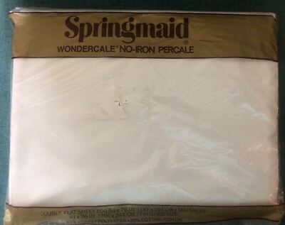 Vintage SPRINGMAID Double Flat Sheet White No Iron Percale 54 x76  NEW
