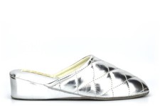 Dunlop Womens Slippers Wedge Heel Slippers Shiny Glitter Ladies Mule Slippers