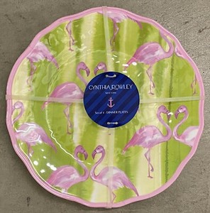 Cynthia Rowley Pink Flamingo Melamine Dinner Plates Set of 4 Cynthia Rowley Pink Flamingo Melamine Dinner Plates Set of 4