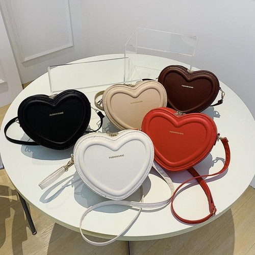 Heart Shape Crossbody Bags for Women Solid Leather Shoulder Bags Fashion Handbag - Picture 23 of 29