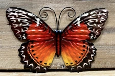 Butterfly Metal MINI Wall Decor 7"x 5" Red/Orange