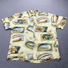 VINTAGE Jams World Shirt Mens Large Hawaiian Button Up Rayon Seashells Beach