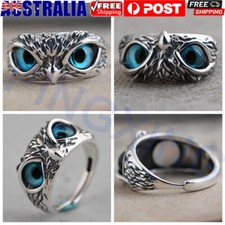 925 Silver Owl Animal Rings Open Finger Ring Adjustable Women Men Jewelry Gift