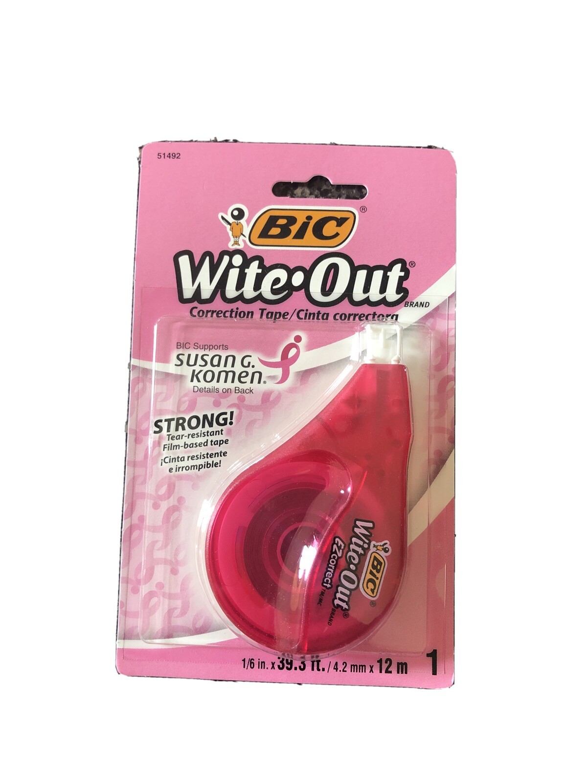 Bic wite-out correctn tape pink 1p wotap1sgk (070330514928)